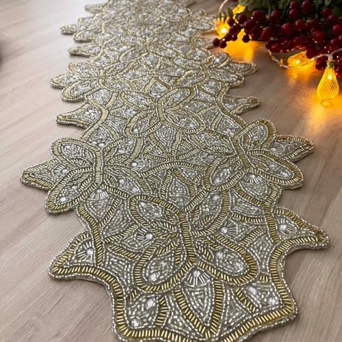Beaded Table Runner 13x36 Multicolour H7q