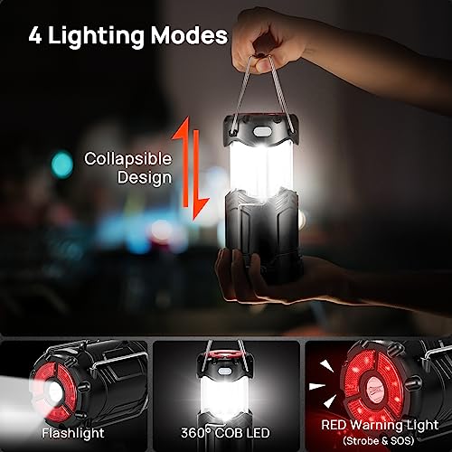 Collapsible LED Camping Lantern USB Rechargeable 2-in-1 Emergency Light with Flashlight, Black k7