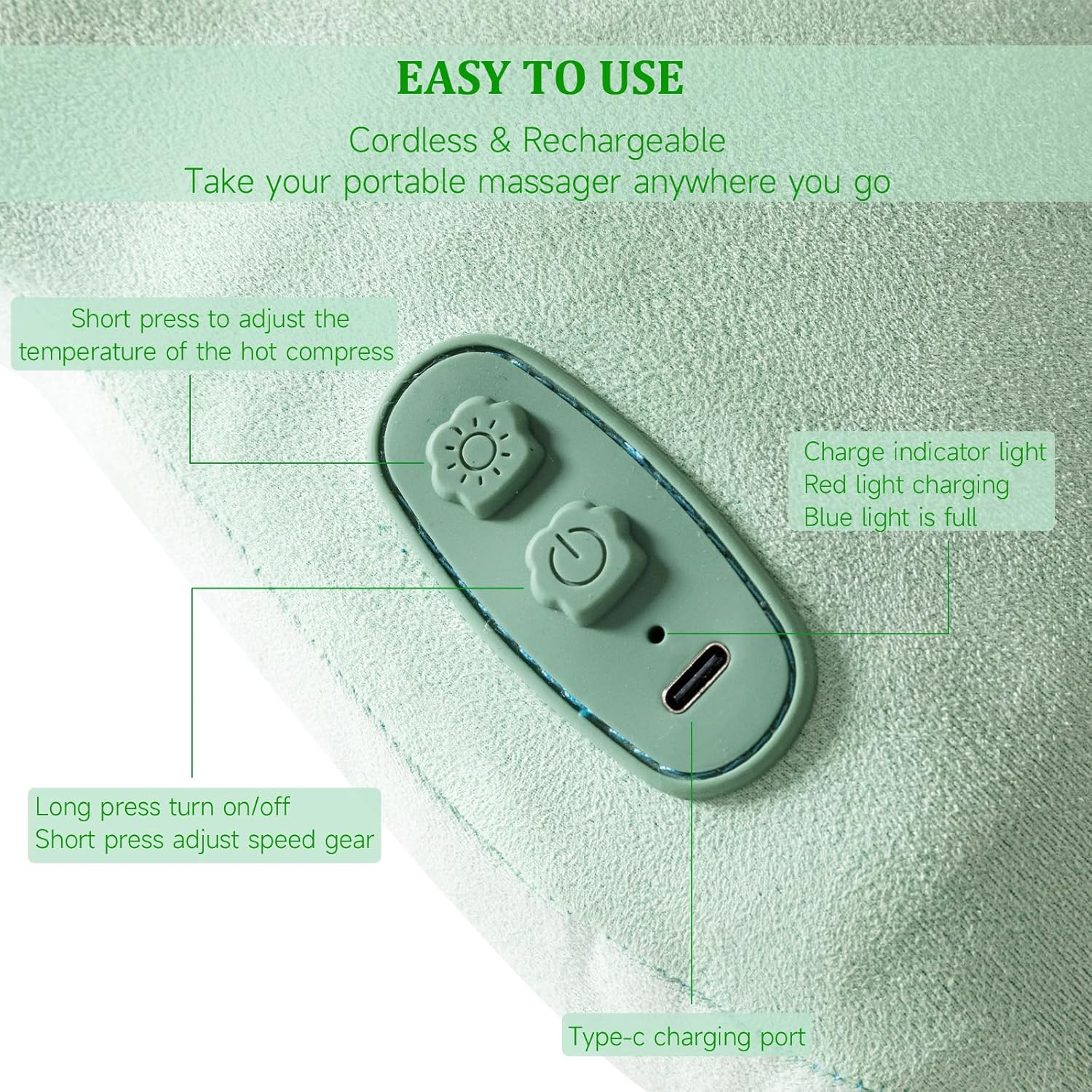 Cordless Shiatsu Back Massager with Heat, Neck and Shoulders Pillow k7