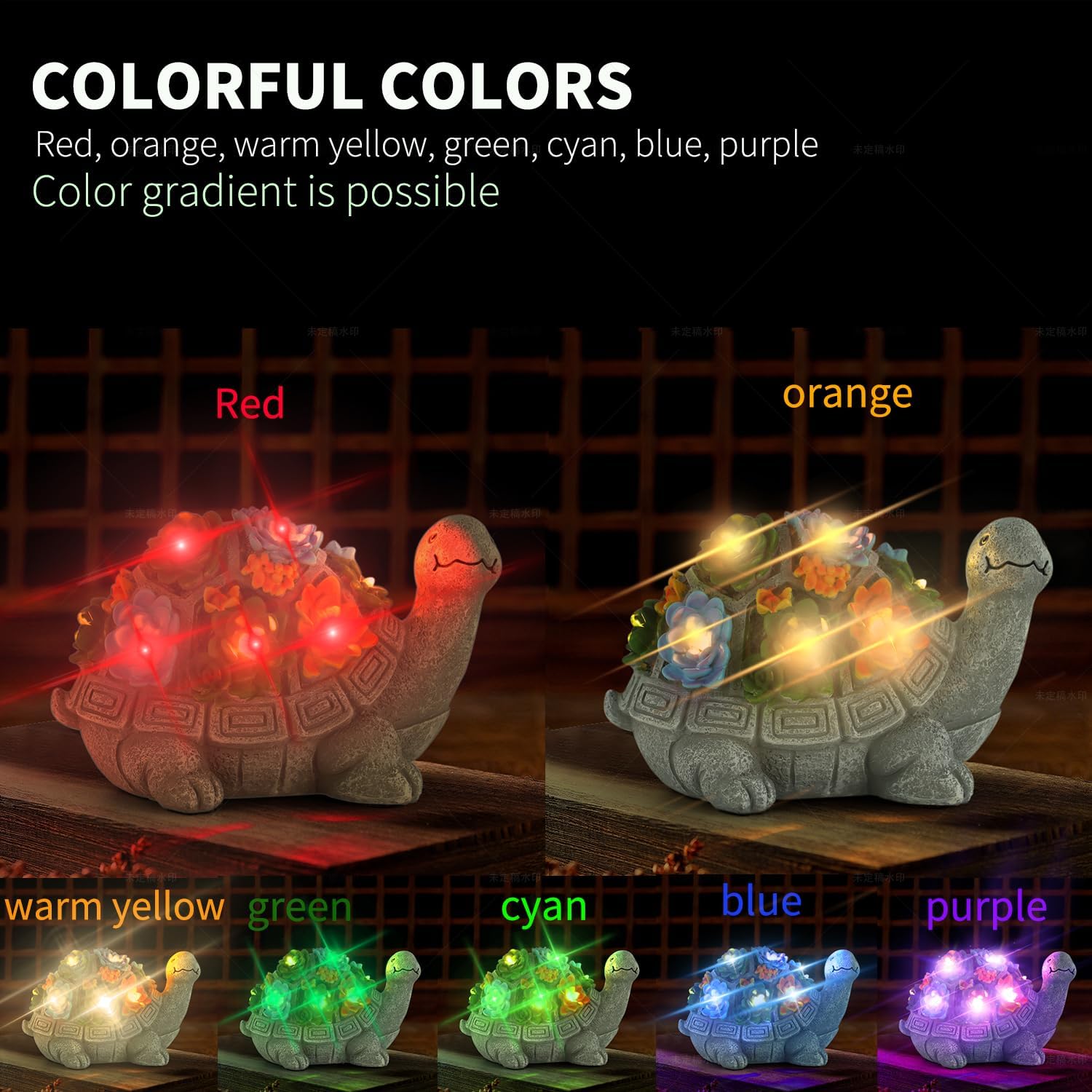 Solar Garden Turtle Statue with LED Lights 7k