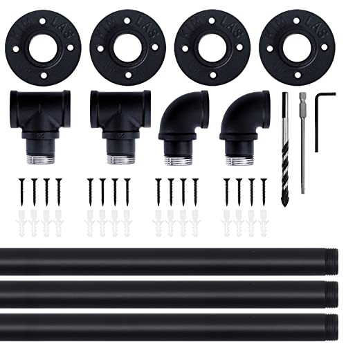 Industrial Pipe Wall Handrail Farmhouse Stairway Railing Matte Black k7