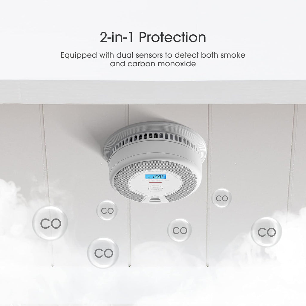 Smoke and CO Detector Alarm with LCD Display, 5-Pack k7