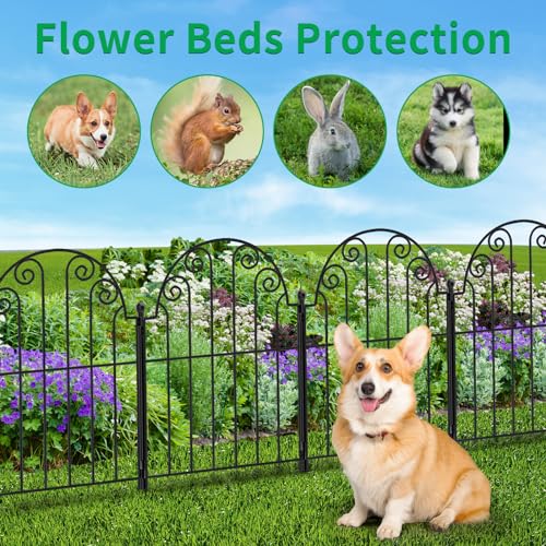 Decorative Garden Fence 10 Panels, Rustproof Metal 25ft, 42 Inch High a7