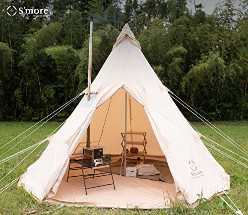 Canvas Bell Tent with Stove Jack, 4 Season Camping for 3-6 Person A7