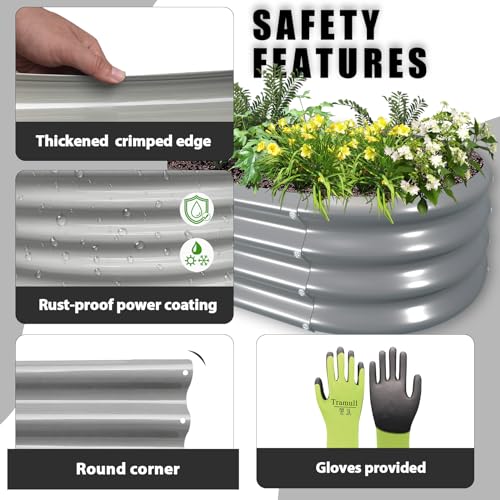 Galvanized Raised Garden Bed Kit Oval Metal Planter Box Outdoor a7