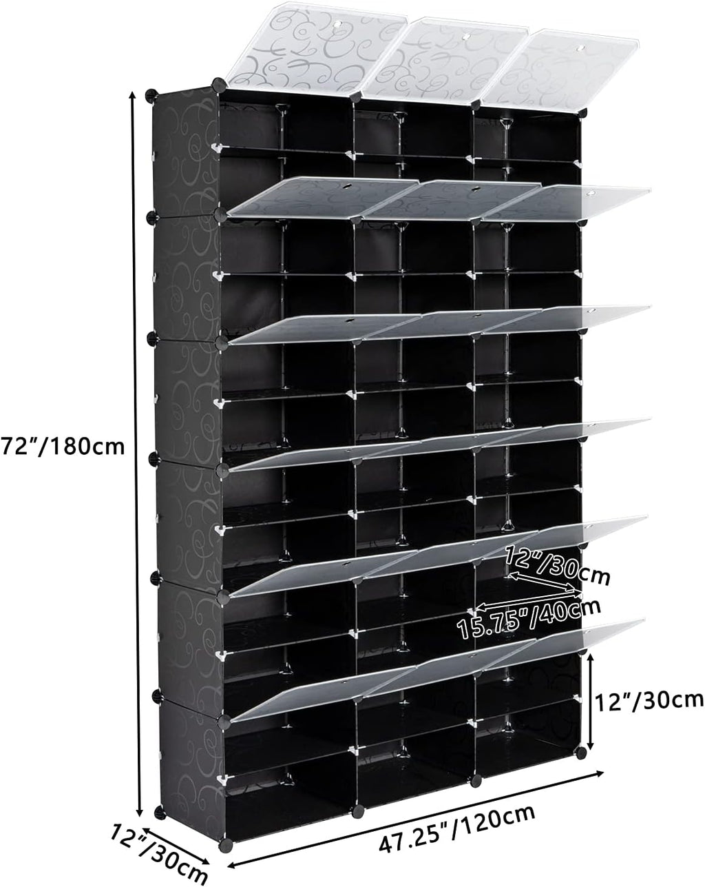 Portable 72 Pair Shoe Rack Organizer Tower Shelf Black k7