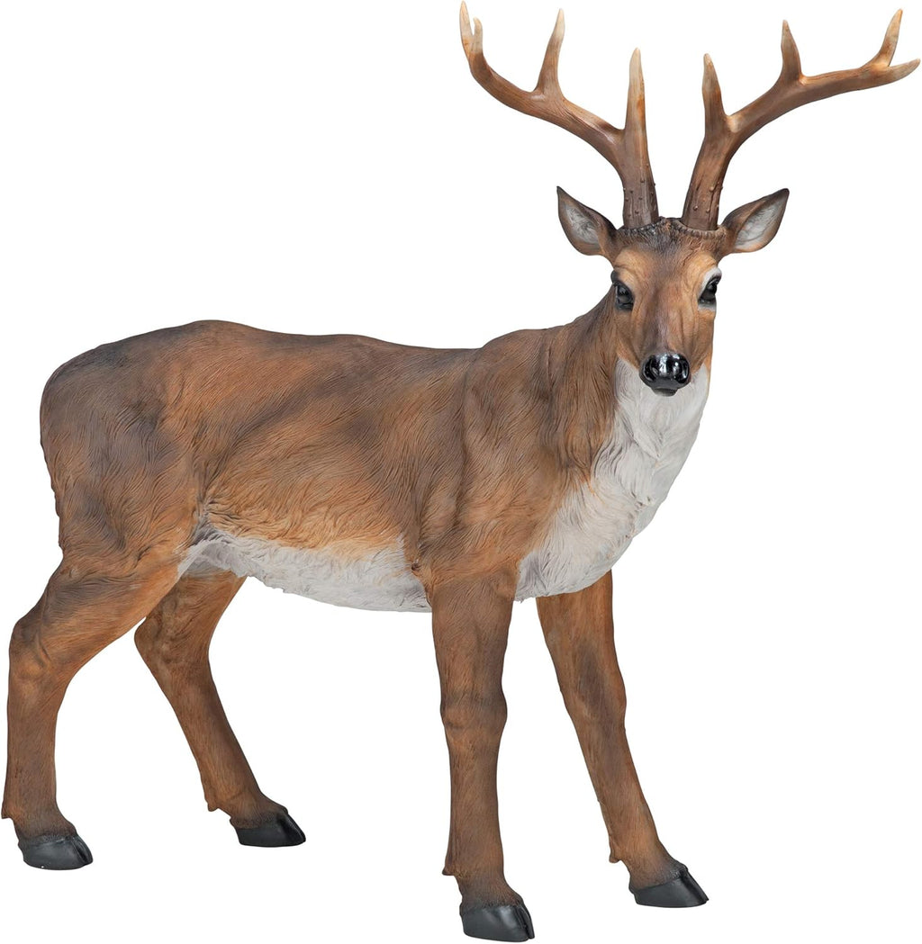 Deer Buck Garden Statue 28in Handcast Polyresin Brown k7