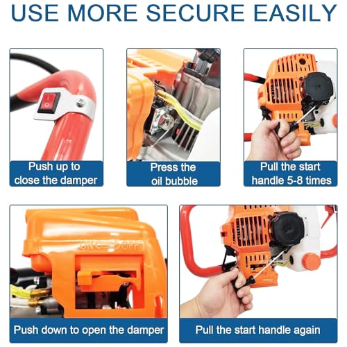 Earth Auger Digger 2200W Gas Powered with 3 Drill Bits 3 Rods k7