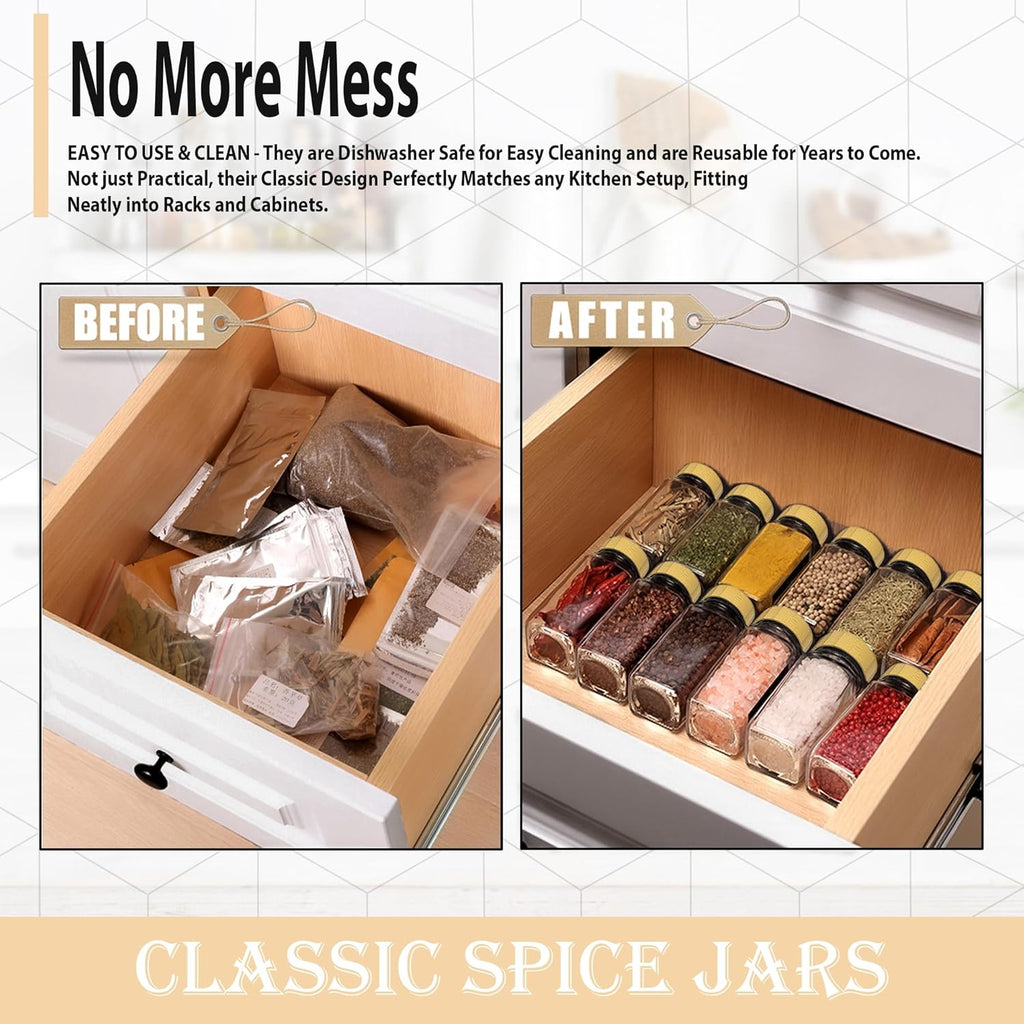 Glass Spice Jars with Bamboo Lids 2-Pack 4oz Square Shaker Bottles k7