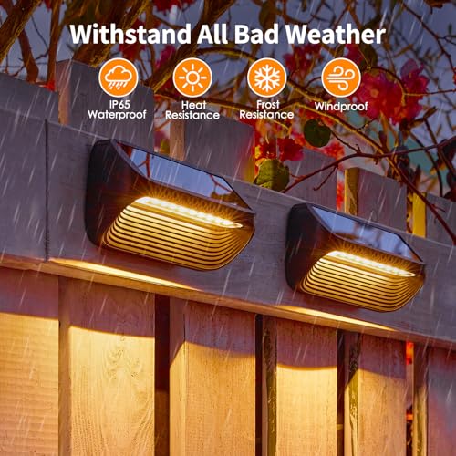 Solar Fence Lights Outdoor Waterproof 6 Pack 3 Modes Auto On Off Deck Wall Patio k7