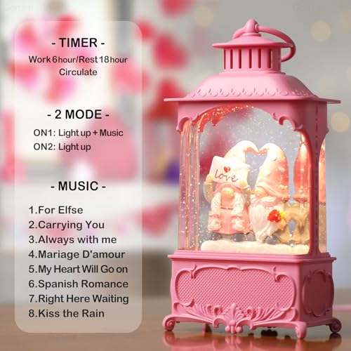Easter Snow Globe Lantern with Timer Swirling Glitter, Indoor Decor A7