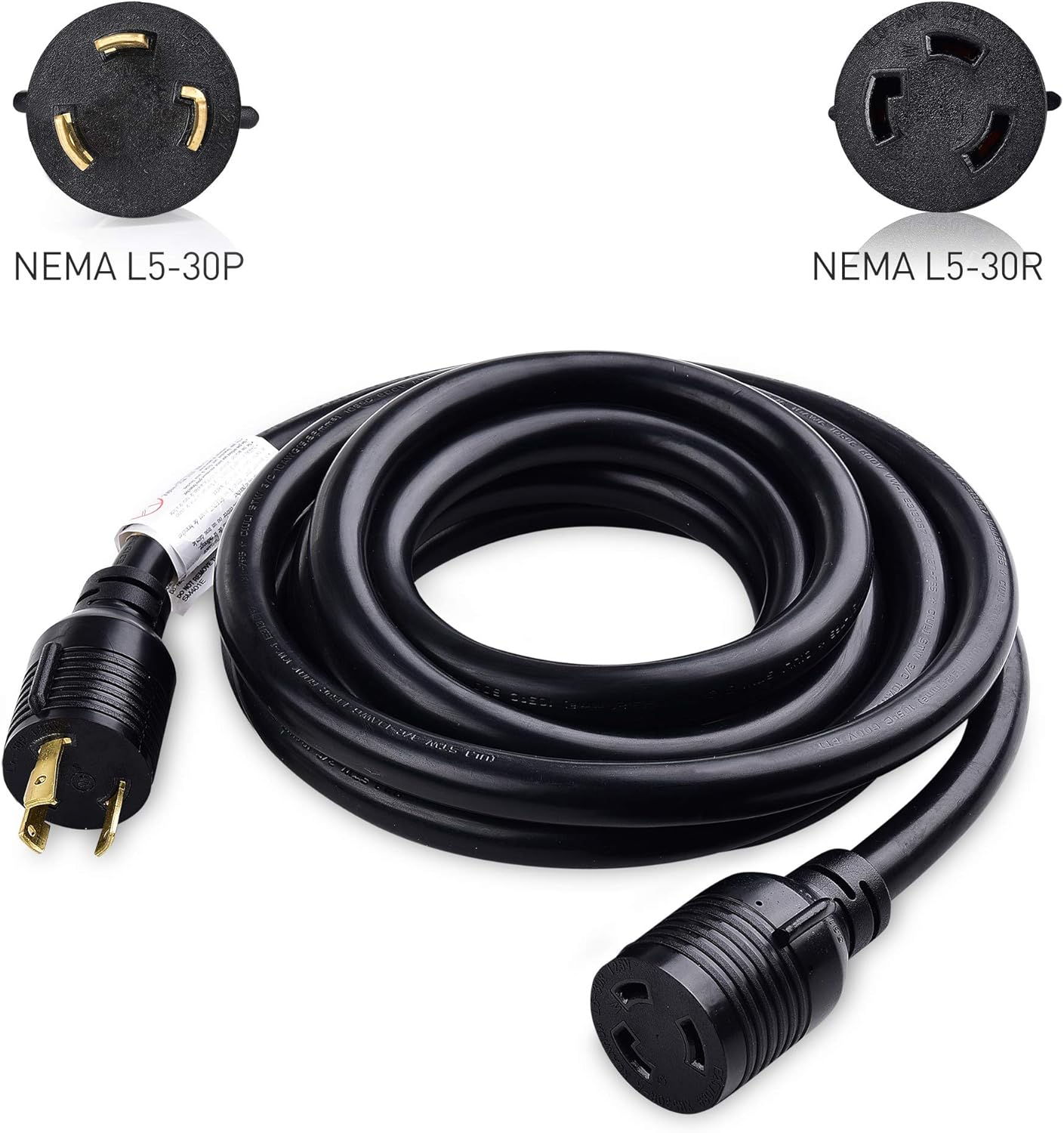 30 Amp Locking Generator Extension Cord 25 ft with Carry Strap k7