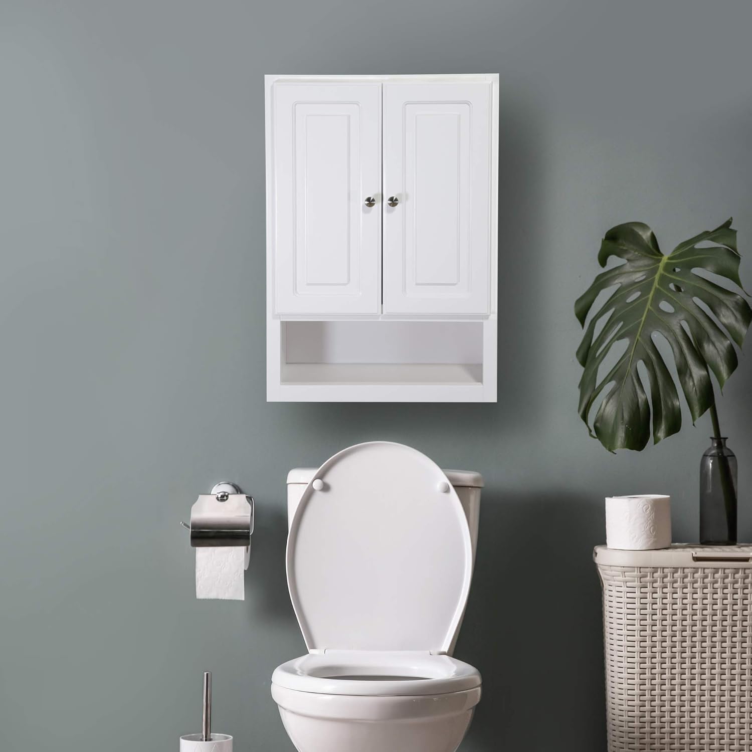 Bathroom Wall Cabinet 2-Door White 1-Shelf 21x30 a7