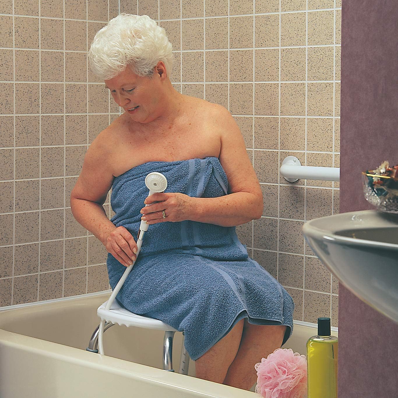 Handheld Shower Head with 84" Flexible Hose and Pause Function White k7