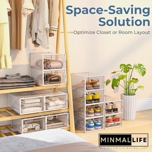 Clear Plastic Shoe Boxes Stackable 6 Pack a7