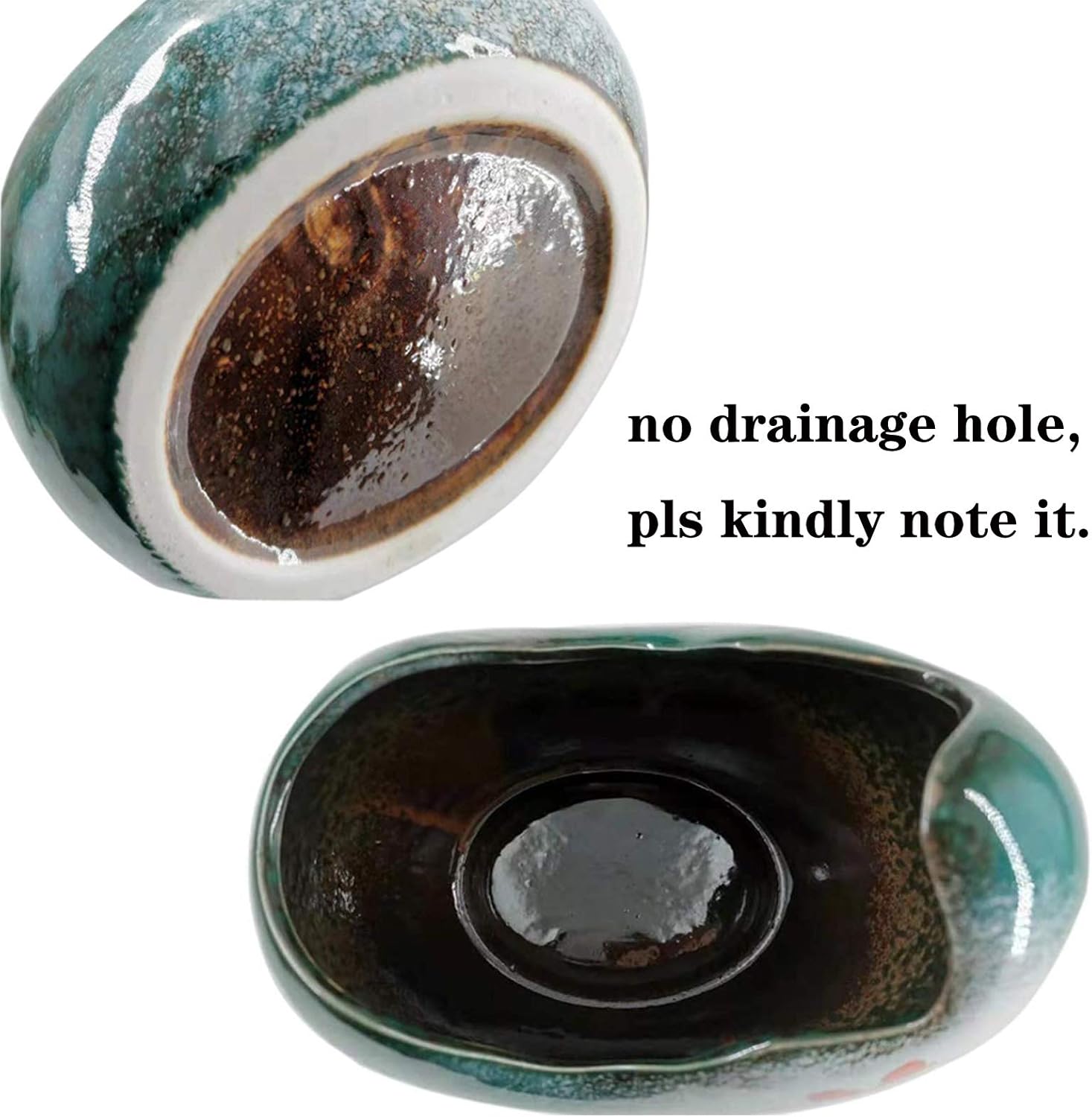 Egg Crack Planter Pot for Orchid Ceramic Succulent Indoor Teal Blue a7