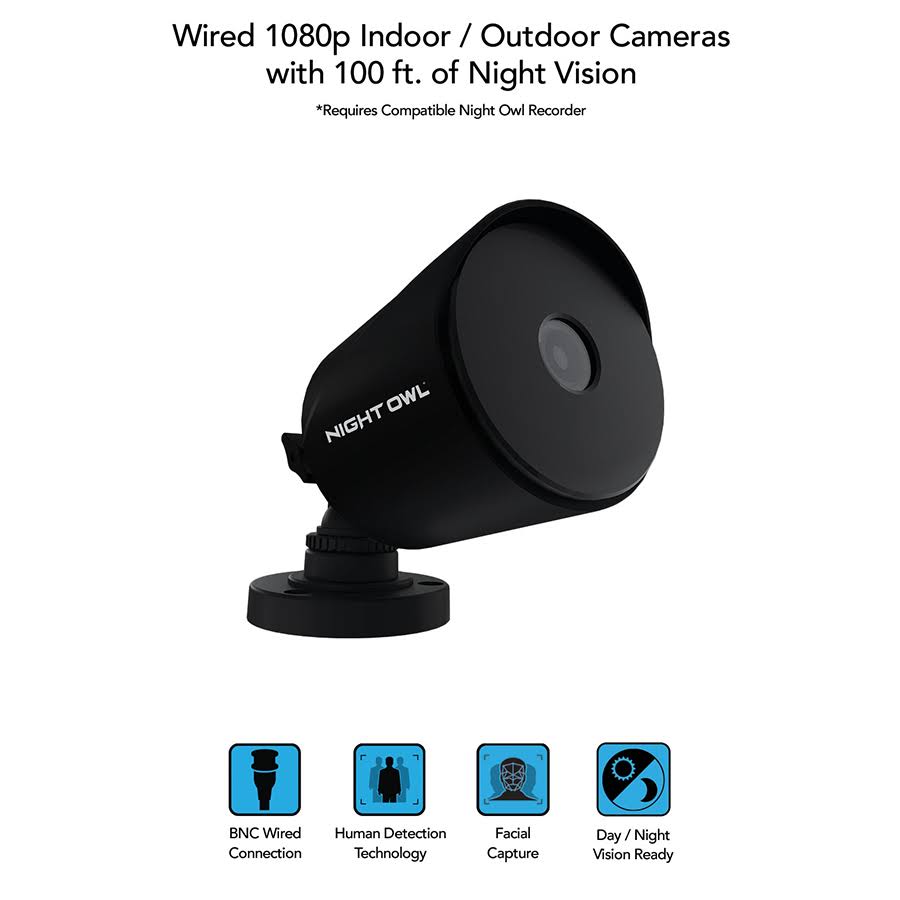 1080p HD Wired Cameras, 2 Pack, Black k7