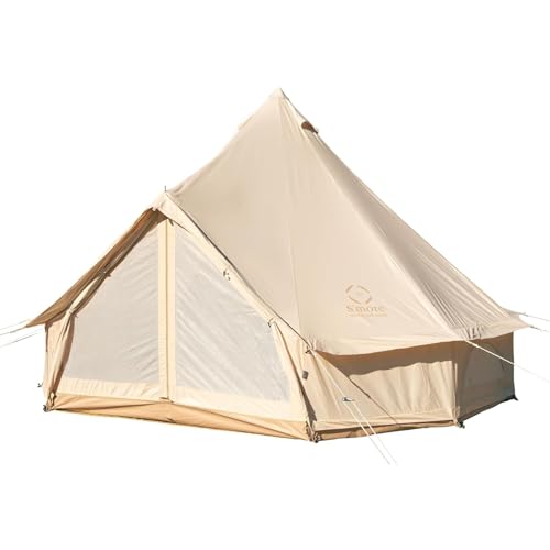 Canvas Bell Tent with Stove Jack, 4 Season Camping for 3-6 Person A7