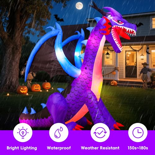 Halloween Inflatable Dragon Yard Decor with LED Lights a7