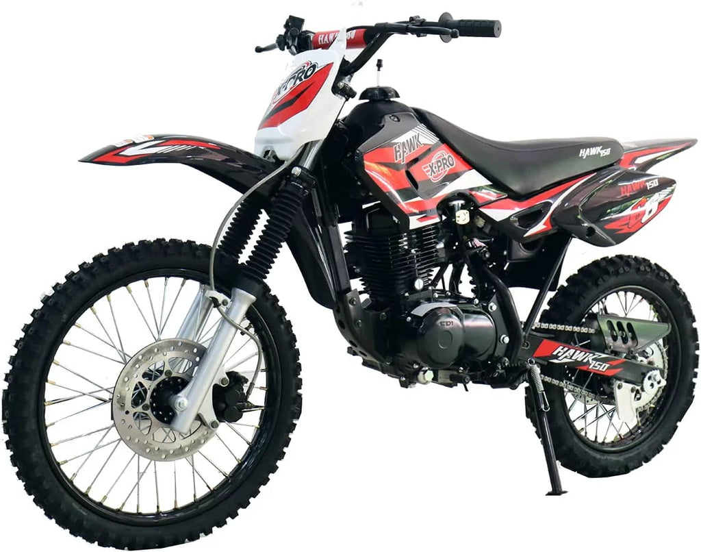 X-Pro Brand New Hawk 150cc Pit Dirt Bike with 5-Speed Manual Transmission, Kick Start 19"/16" Wheels