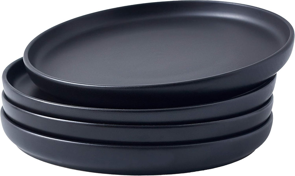 Matte Ceramic Serving Plates 11-inch Round Set with Cast Iron Dutch Oven and Skillet Lid q7