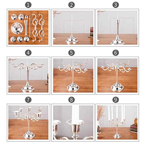 Gold 5 Arms Candelabra Metal Tall Holder for Pillar Candles A7