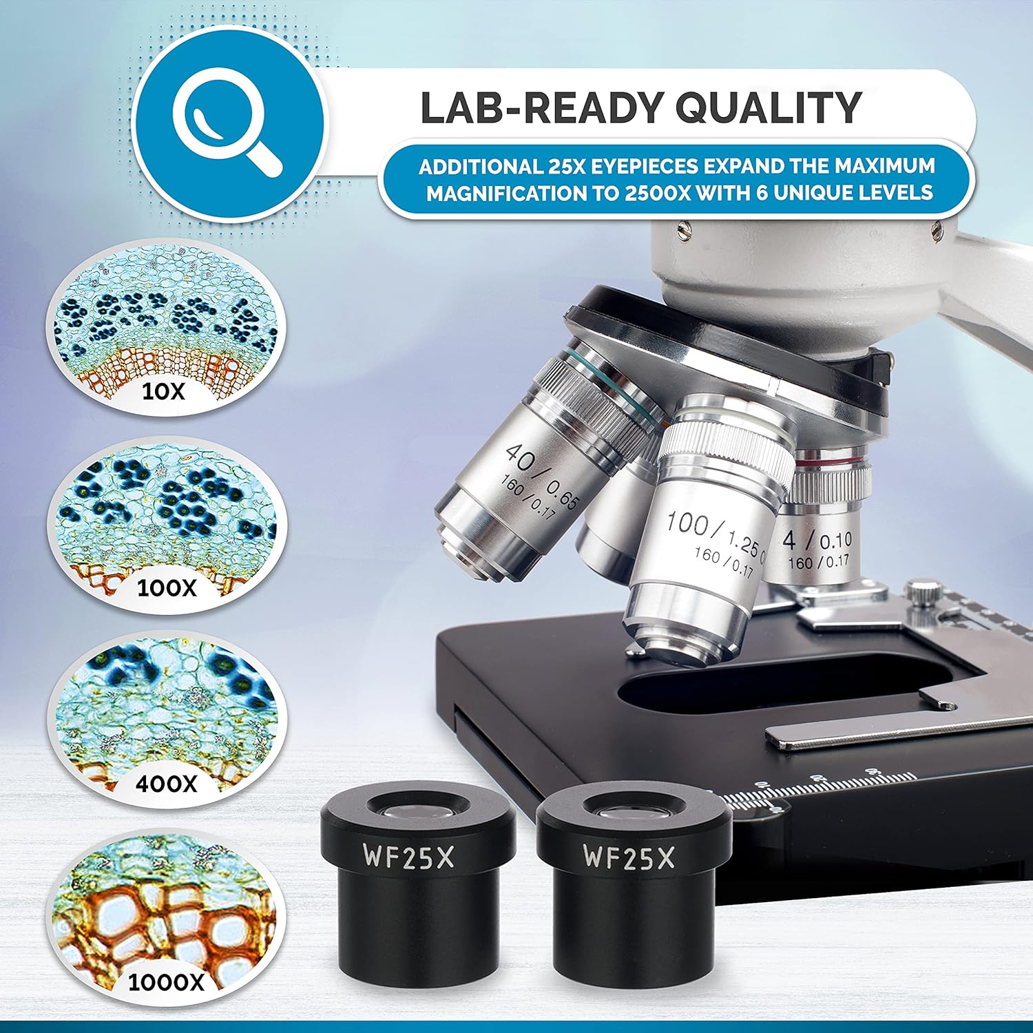 Binocular Compound Microscope 40X-2500X LED k7