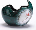 Egg Crack Design Blue Planter Pot for Orchid Ceramic Planter Succulent Plant Pots Without Drainage Hole Orchid Container Indoor Gardening(Teal Blue)