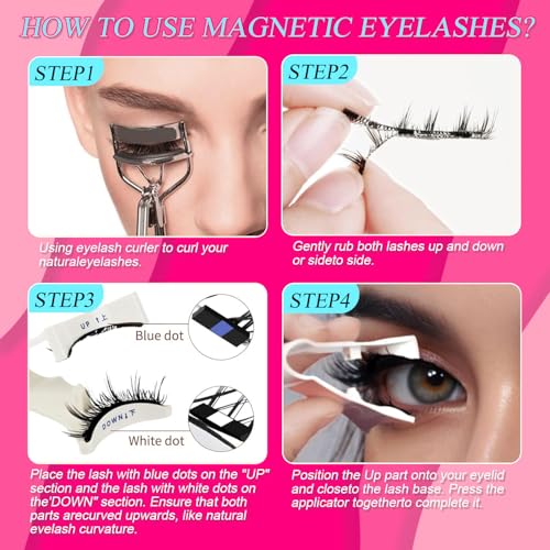 Magnetic Eyelashes with Applicator, Reusable Glue-Free Kit A7
