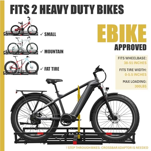 Bike Rack for 2 Ebikes, Heavy-Duty, 2" Receiver A7k