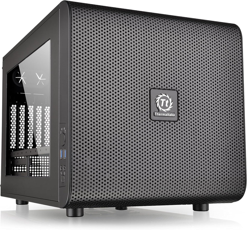Thermaltake Core V21 SPCC Micro ATX, Mini ITX Cube Gaming Computer Case Chassis, Small Form Factor Builds, 200mm Front Fan Pre-installed, CA-1D5-00S1WN-00 Black