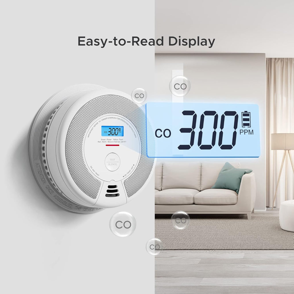 Smoke and CO Detector Alarm with LCD Display, 5-Pack k7