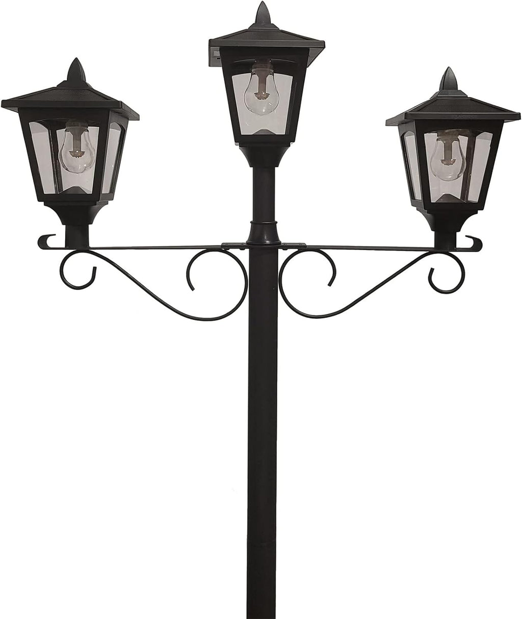 Solar Lamp Post Set with Planter Black Resin k7