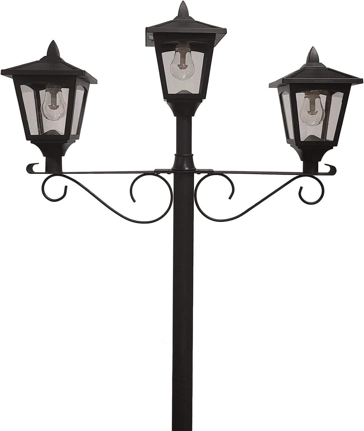 Solar Lamp Post Set with Planter Black Resin k7