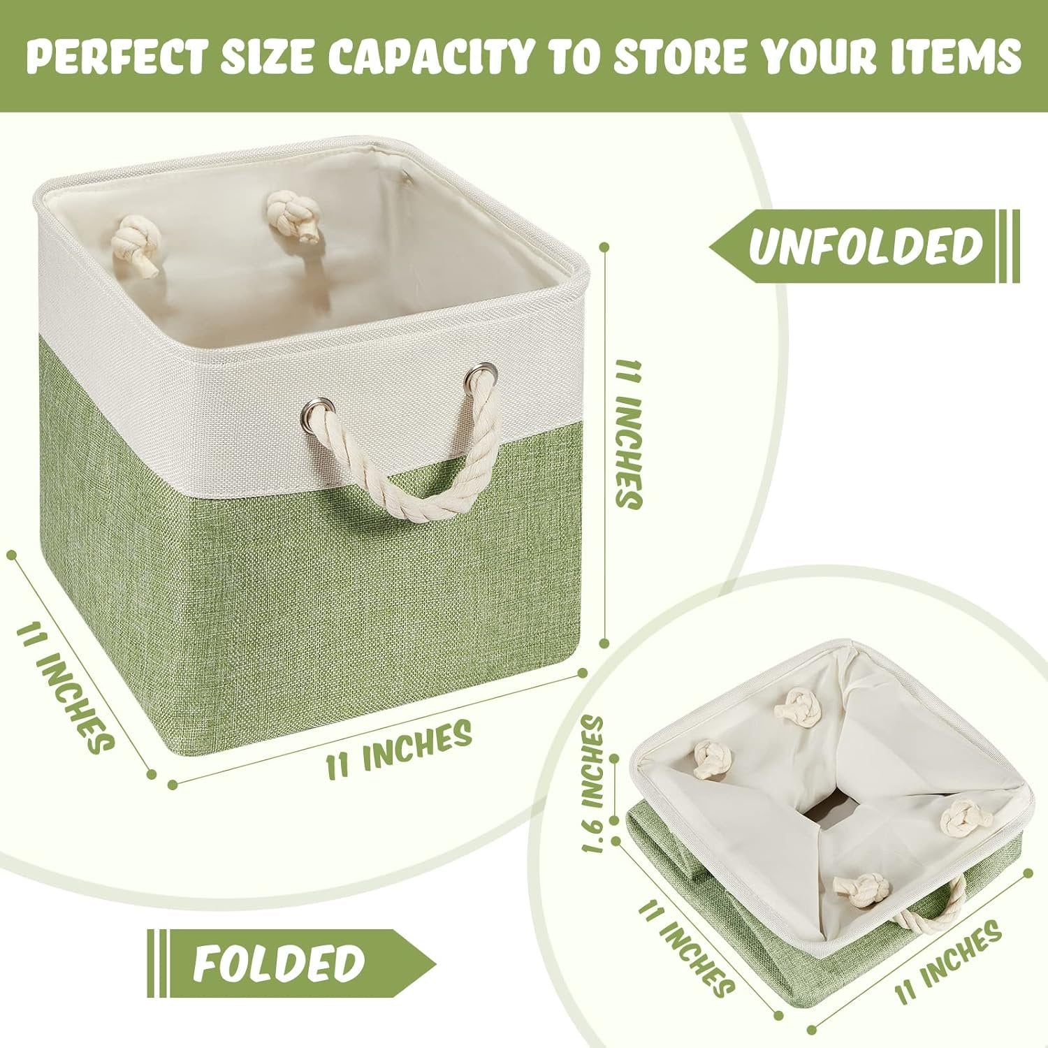 Fabric Cube Storage Bins 11x11 Inch Foldable with Handles G7