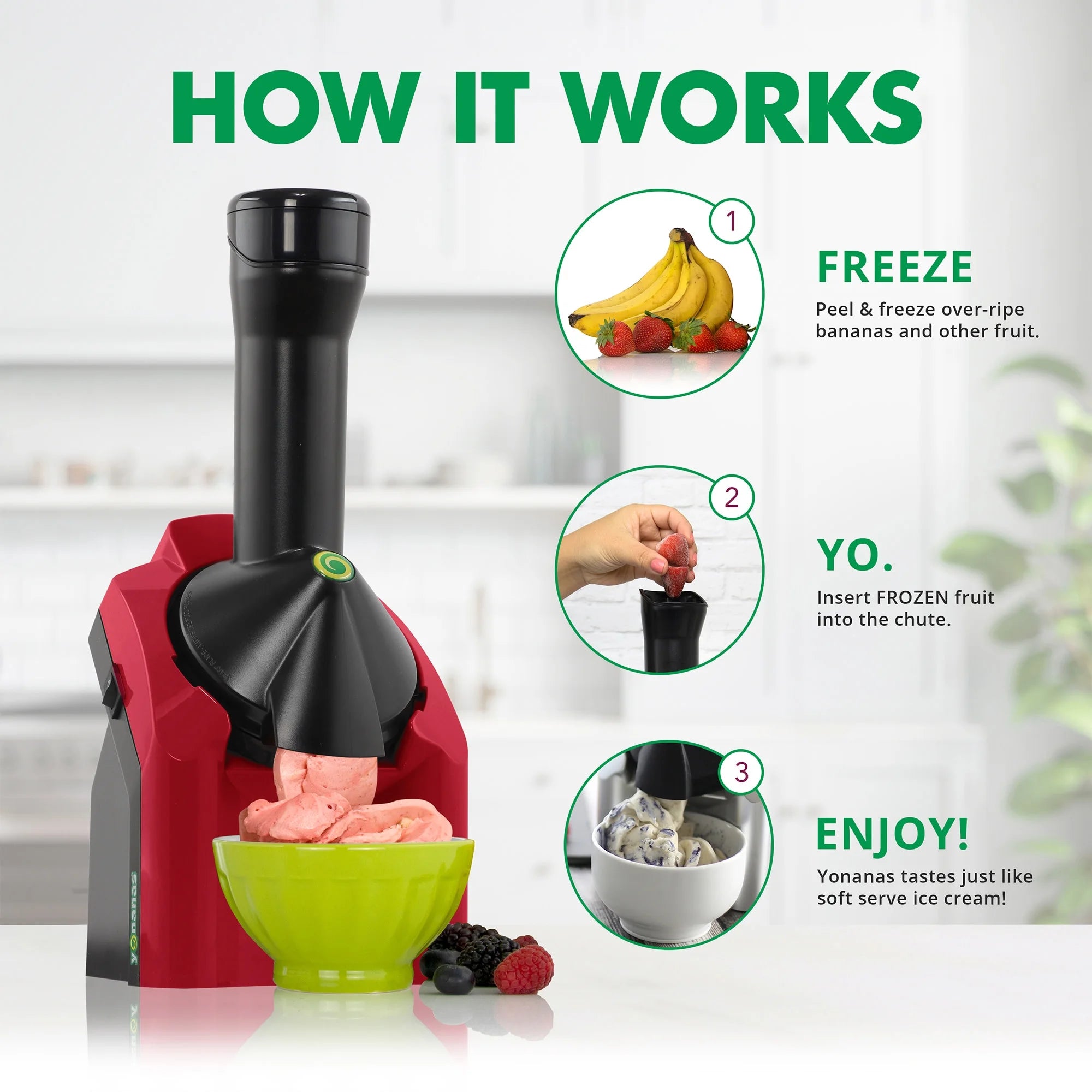 Frozen Fruit Soft Serve Dessert Maker Red 7k