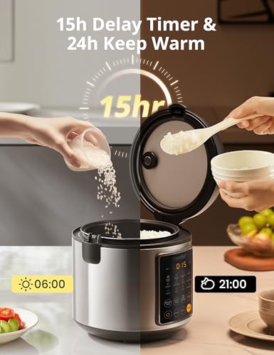 Compact Rice Cooker 6-in-1 Stainless Steel Multi Cooker 2QT A7