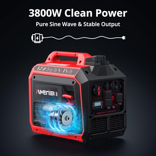 Gas Powered Portable Inverter Generator, CO Sensor, Quiet Backup A7