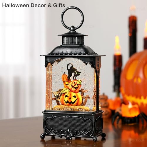 Easter Snow Globe Lantern with Timer Swirling Glitter, Indoor Decor A7