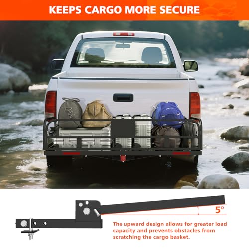 Hitch Mount Cargo Carrier Basket Folding 500 LBS 60x24x14 Fits 2 Receiver K7
