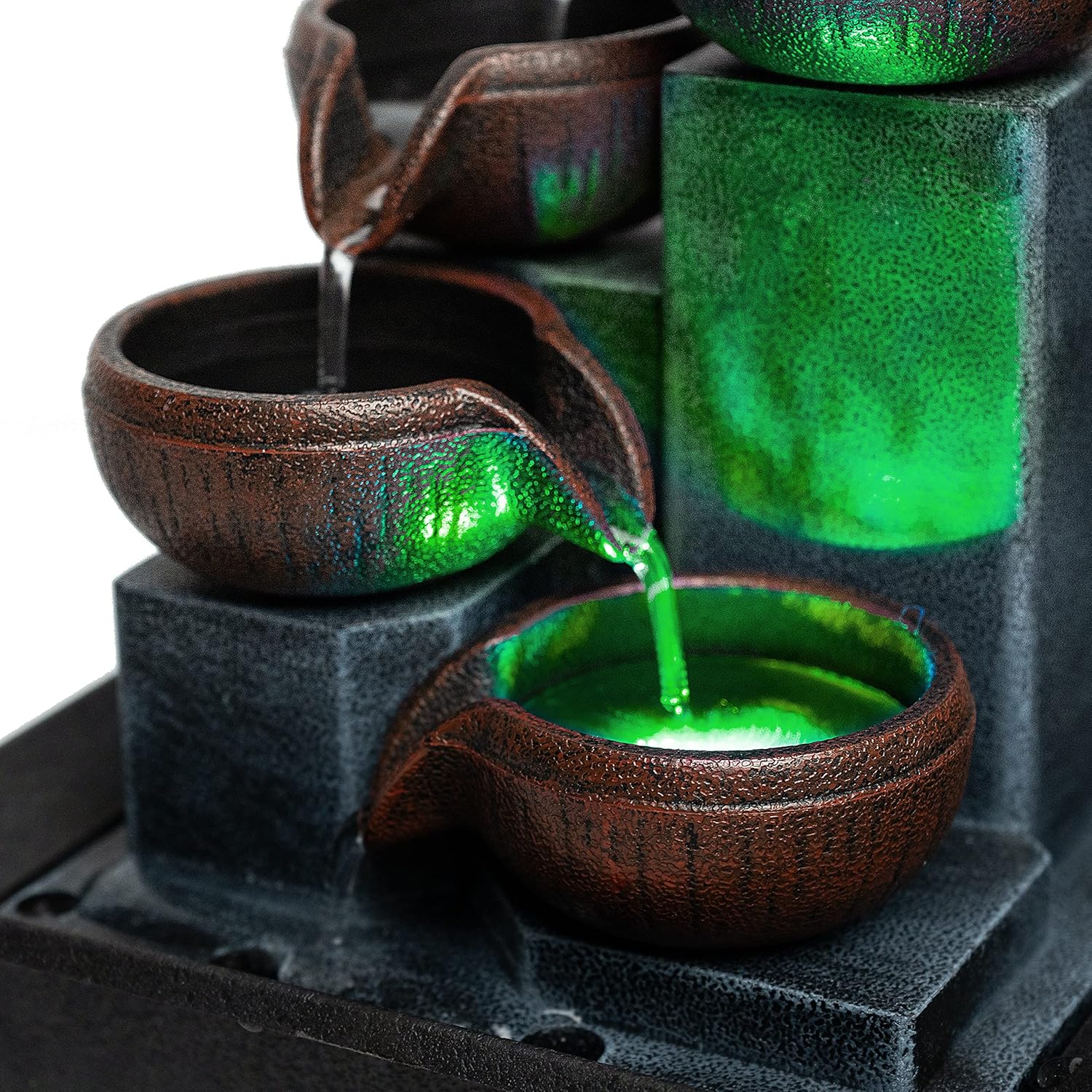 Indoor Waterfall Fountain Tabletop 4-Tier with LED Lighting a7
