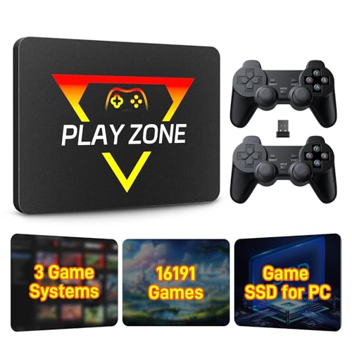 Retro Gaming Console with 16191 Games, Plug and Play HDMI, 3 Systems in 1 SSD k7