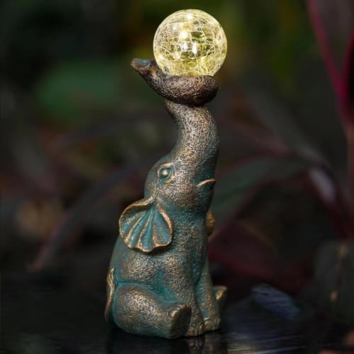 Solar Angel Statue with Cracked Glass Ball Ornament k7p