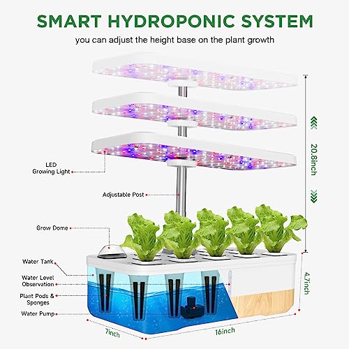 Hydroponics Growing System 12 Pods Indoor Herb Garden LED Light A7