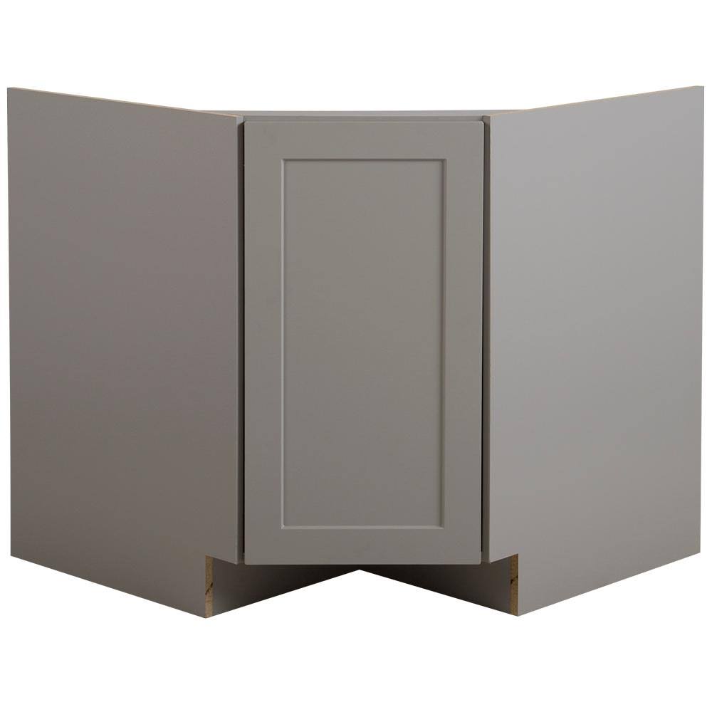 Hampton Bay Edson Gray Shaker Stock Partially Assembled Corner Sink Base Cabinet (36 in. x 34.5 in. x 24.5 in.)