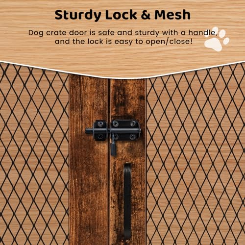 Wooden Dog Crate Furniture with Metal Mesh for Large Dogs a7