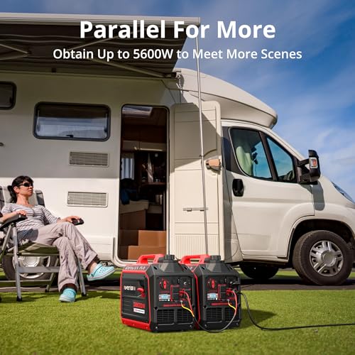 Gas Powered Portable Inverter Generator, CO Sensor, Quiet Backup A7