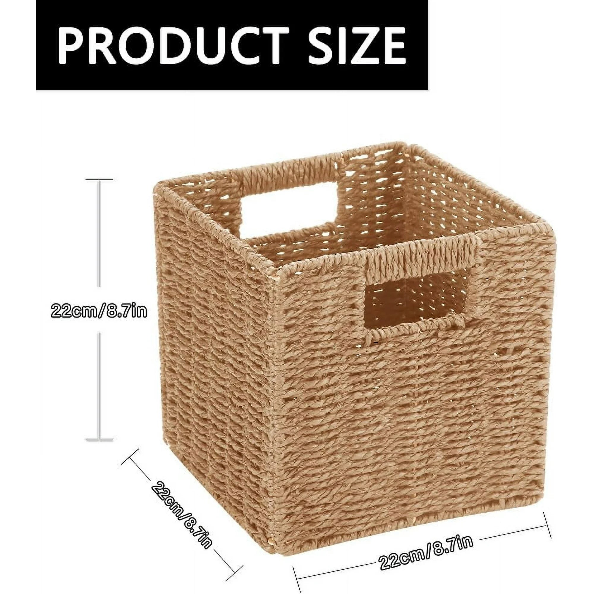 Wicker Storage Baskets 8.7 Inch Foldable Cube Organizer a7