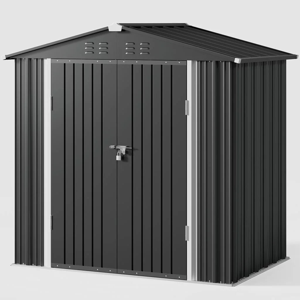 Outdoor Storage Shed with Metal Base Frame and Lockable Doors 7k