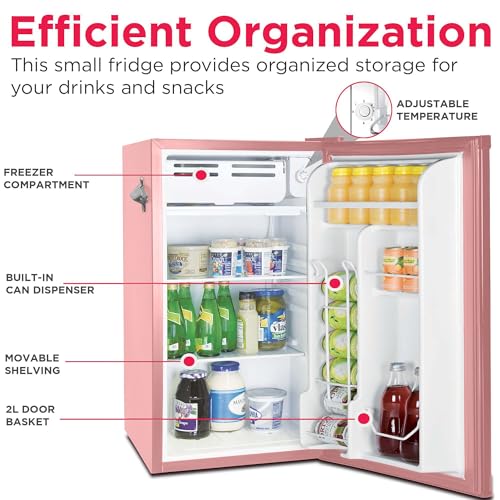 Retro Bar Fridge with Side Bottle Opener, 3.2 cu. Ft, Pink A7